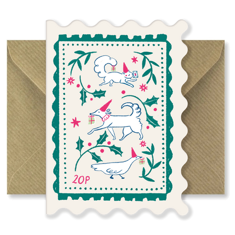 Little Helpers Stamp, Scalloped Christmas Card
