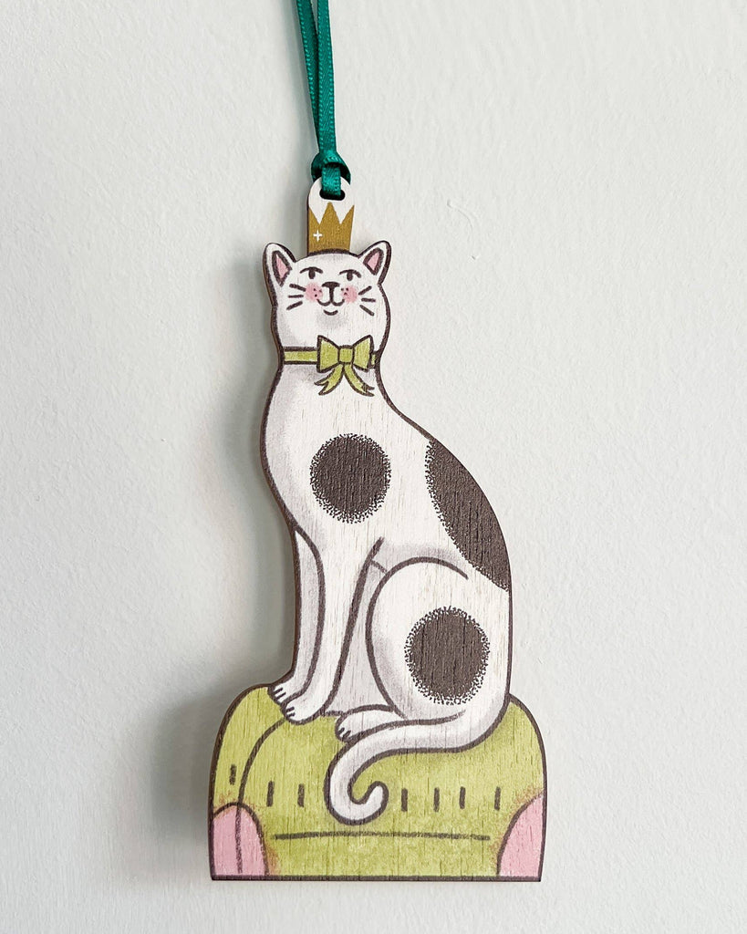 Sitting Kitty, Printed Hanging Wooden Decoration