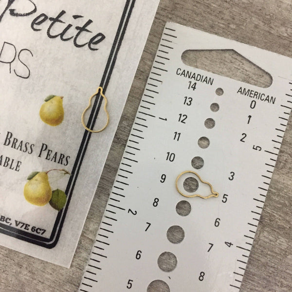 Tiny Brass Pear Stitch Marker Set