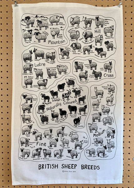British Sheep Breeds Tea Towel